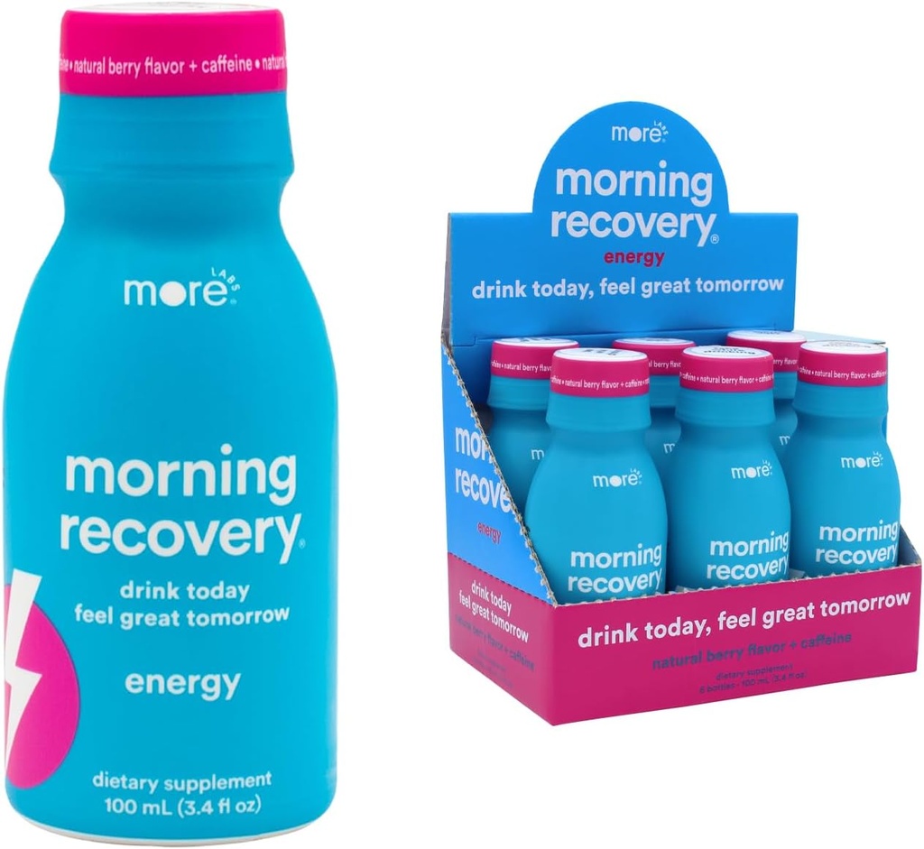 Morgen Inddrivelse, Elektrolyte med energi, Mælk Thistle Drink Proprietary Formulering til Hydrate Mens drikke, Opløselig Væske DHM, Ikke GMO, Vegan, Gluten- Gratis, Berry, Pack af 6