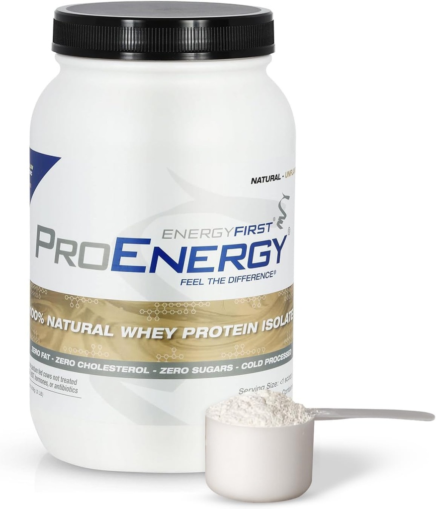 EnergyFirst Natural Grass Fed Whey Protein Isolate Powder, Unflavored Protein Powder, ProEnergy Protein Shake for Meal Erstatning & Post Workout Inddrivelse, Non- GMO, Sukker & Gluten Gratis 36 Serveringer