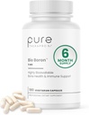 Pure TheraPro Rx Bio Boron, 5mg/Capsule, 180 Capsules, Bororganic Glycine Boron Supplements for Men & Women, Vegan Mineral Supplements for Bones, Cardiovascular Function & Immunity Support