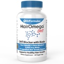 DrFormulas HairOmega DHT Blocker Biotin 5000 mcg Vitamin til hårvækst Supplement 124; Hårtab piller til kvinder og mænd, 30 dages forsyning