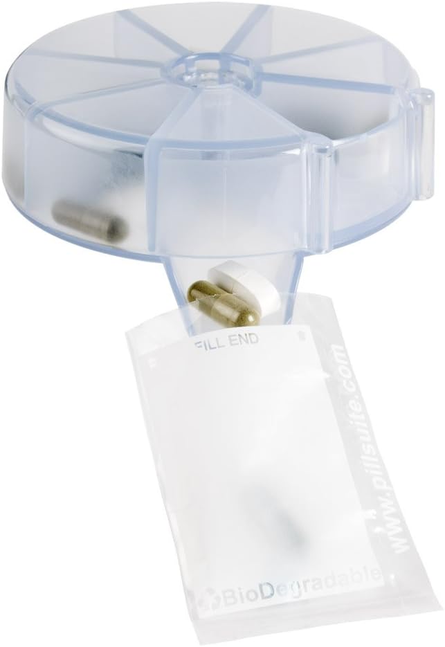EZY DOSE Pill Sorter, Organizer, Vitamin og Medicin Packaging System til Rejser, Easy-Tear Pill Pouches, BPA Free