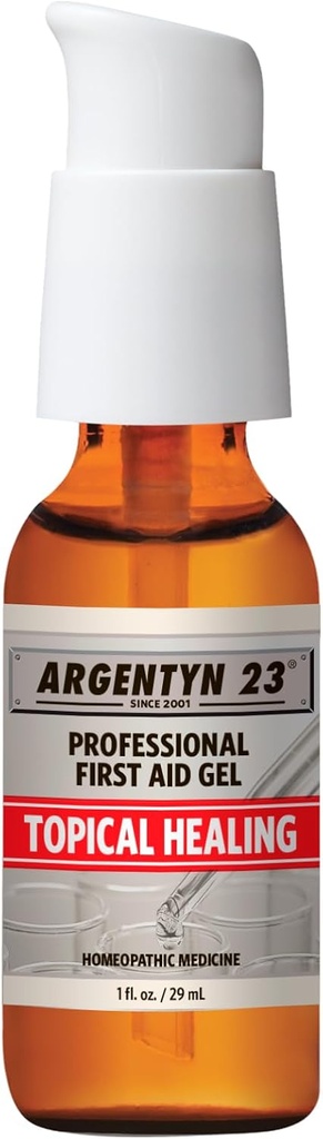Argentyn 23 Professional Sølv Førstehjælp Gel - Argentum Metallicum Gel Sår Care Support, Aktuel Skin Care for lindrende Støtte med Praktisk Pump - 1 fl oz (30 ml)