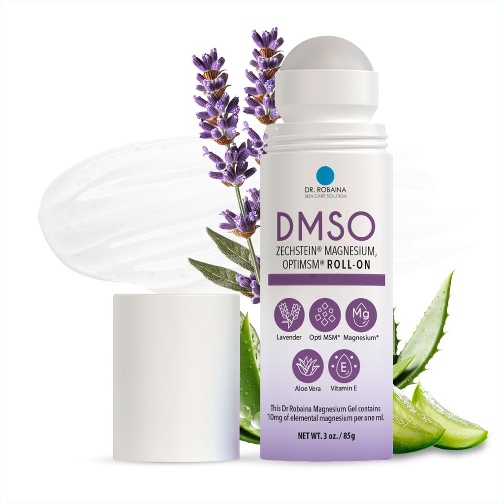 Dr. Robaina DMSO Lavender Roll- On - Ultimate Skin Comfort & Nourishment - 124; 99,9% Pure Pharmaceutical Grade med Arnica, Magnesium, Aloe Vera, Vitamin E-124; Lavet i USA