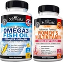 Daglige Multivitamin til kvinder Kapsler (1 måned Tilgang) Plus Triple Strength Omega 3 Fish Oil Softgels (2 måneder Tilgang)