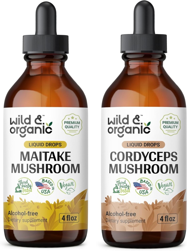 Wild & Organic Maitake Mushroom Tinktur 4 fl oz & Cordyceps Mushroom Tinktur 4 fl oz