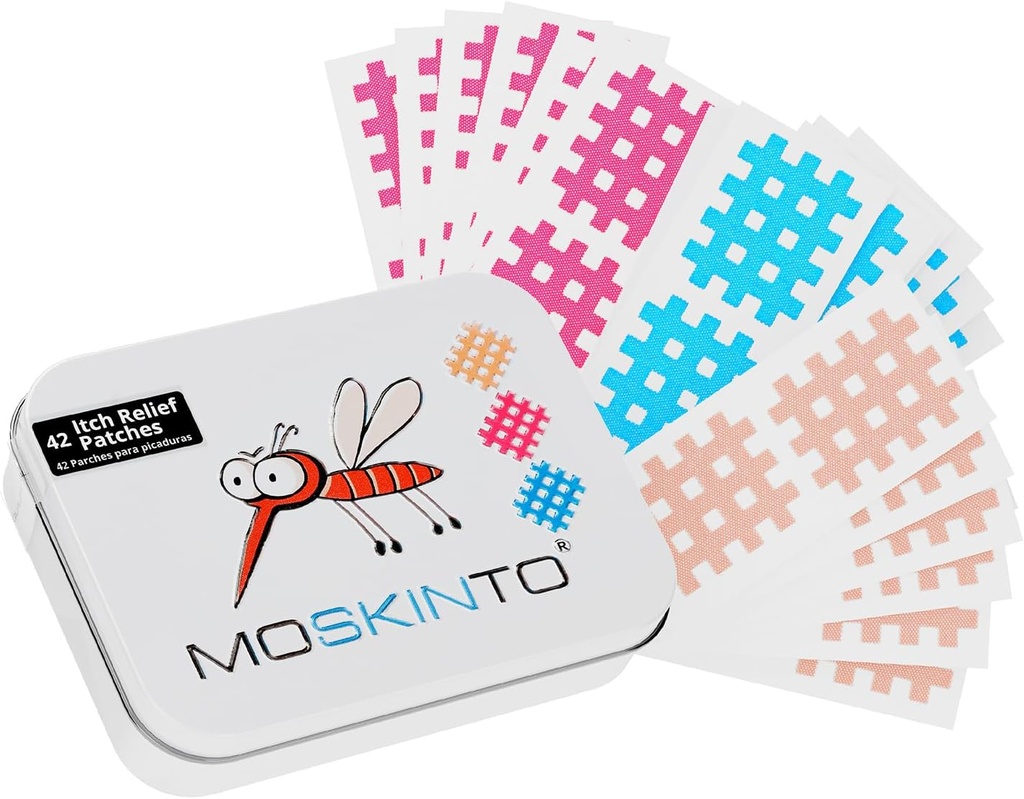 Moskinto Den oprindelige myg Itch Relief Patches for børn og voksne, Bug Bite Patches Soothe Hævelse & Kløe, Anti Itch Bug Bite Relief, Sugeværktøj Alternativ, Family Pack, 42 Greve
