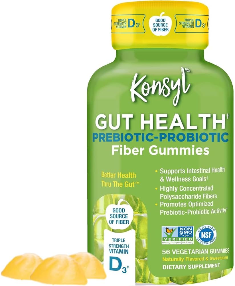Konsyl Gut Health Prebiotic - Probiotic Fiber Gummies - Hjælper støtte fordøjelsessygdomme + - Vegetarisk Fiber Supplement Gummies for Adults- 56 Greve