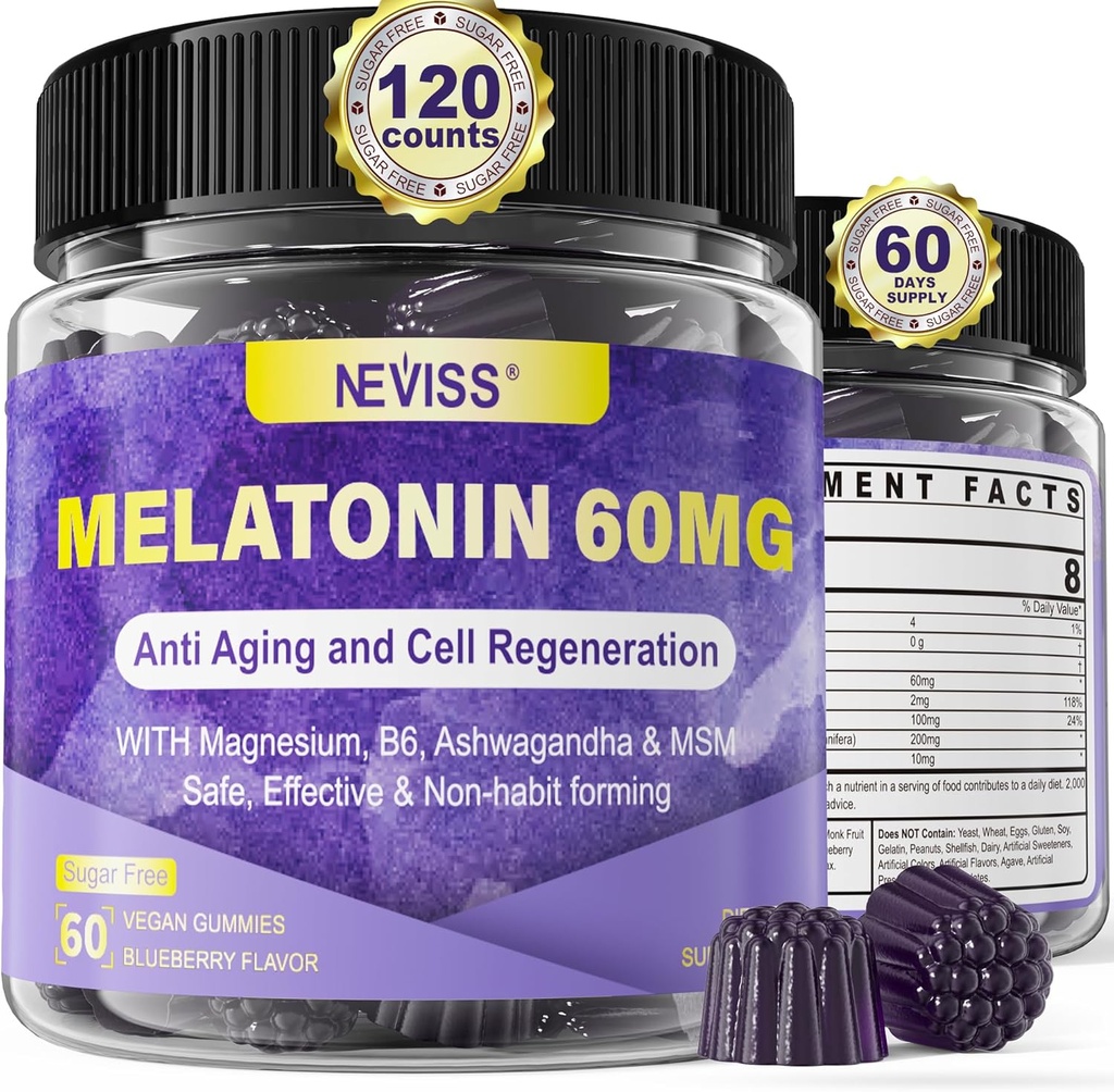 Antioxidant & Brain Support Melatonin 60mg 30mg for 50 + voksne