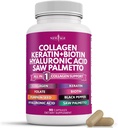 NY AGE Collagen piller Biotin Keratin Saw Palmetto Hyaluronic Acid - Hår hud og negle Vitaminer og DHT Blocker med vitamin E Folinsyre Pumpkin Seed MSM - 90 Greve