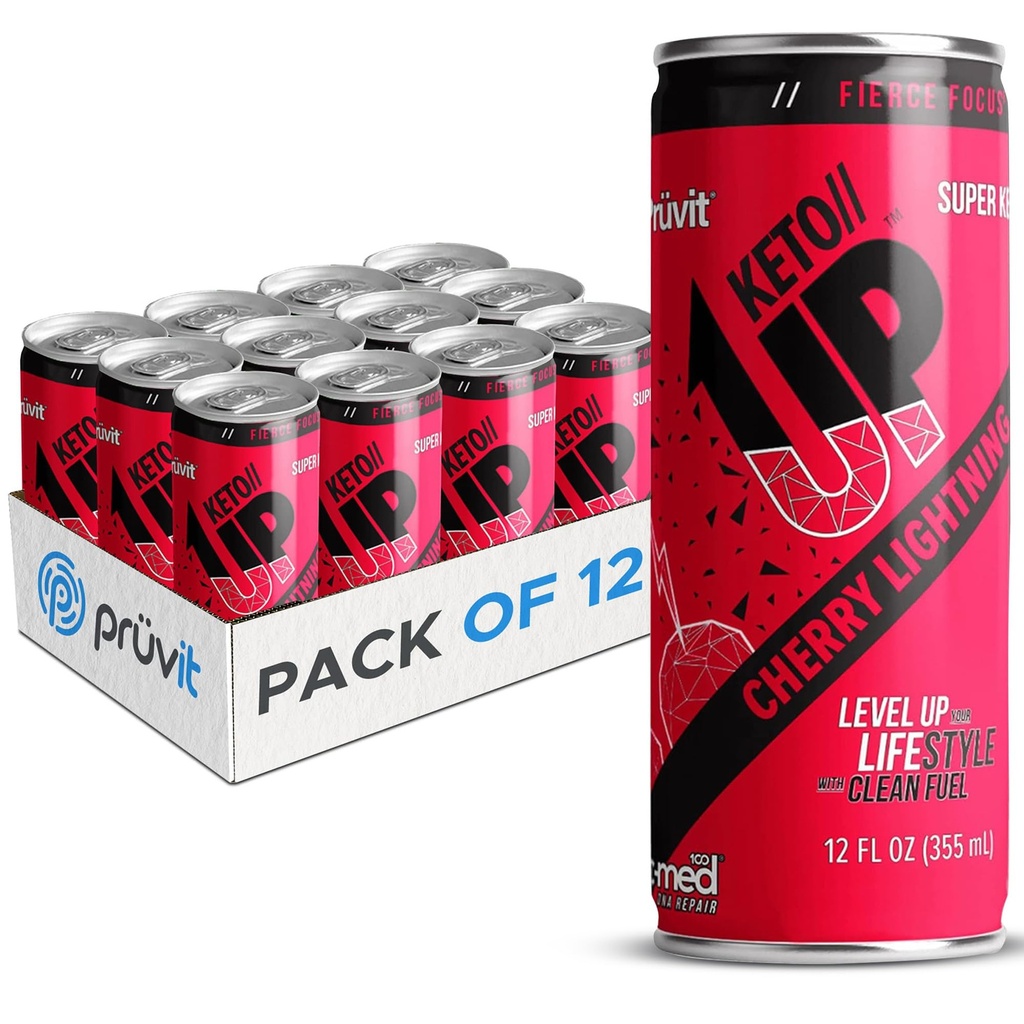 Cherry Lightning Keto / / Up ® Drink - Ready- to- Drink Ketoner til fokus for mænd og kvinder - 12 Pack