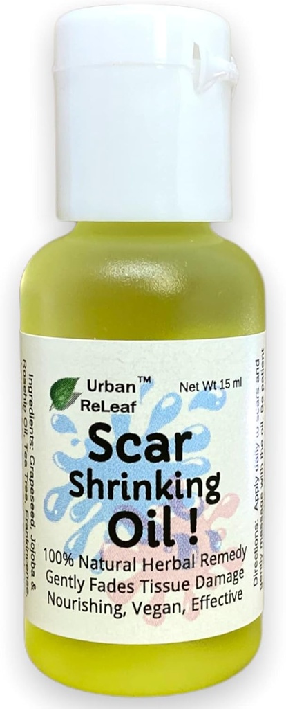 Urban ReLeaf Scar Shrinking Oil! Forsigtigt Fades Tissue Skader, Nærende Vegan Effektiv. Hjælper Keleloids, Bumps, Raised Scars. 100% Natural Remedy.