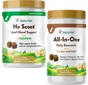 NaturVet All- in- One Dog Supplement - for fælles støtte, fordøjelse, hud, Coat Care - 120 bløde tygger & ingen Scoot for hunde - 120 bløde tykkere - Understøtter sund anal Gland & tarm funktion