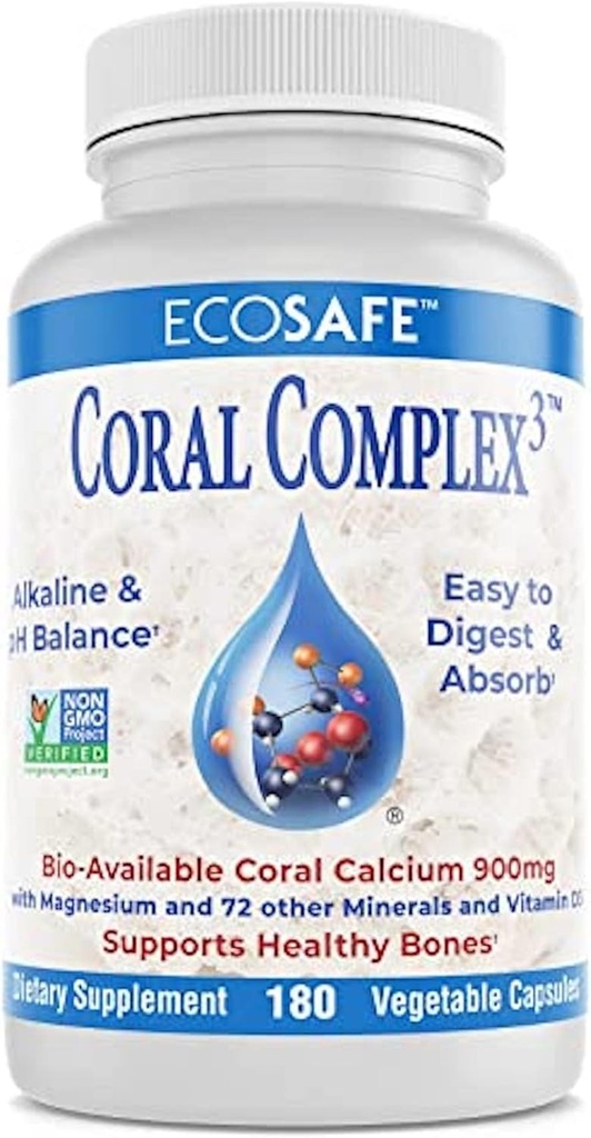 Coral Complex 3 - Coral Calcium 900 mg med vitamin D3 1200 IE og Magnesium168 mg - 180 Vegetariske kapsler