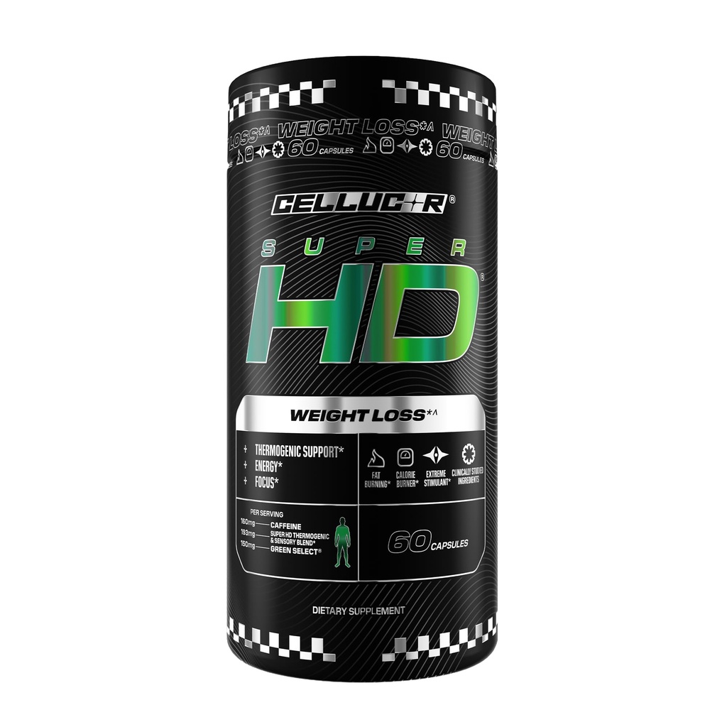 Cellucor SuperHD Thermogen Fat Burner vægttab supplement, Appetite Suppressant, & Energy Booster Capsimax, Green Tea Extract, 160mg Koffein & mere 60 Kapsler (Packaging May Vary)