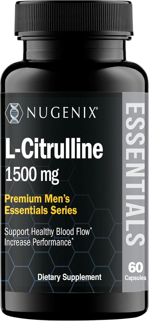 Nugenix Essentials L- Citrullin supplement til forbedret blodgennemstrømning og ydeevne - 1500 mg, 60 kapsler