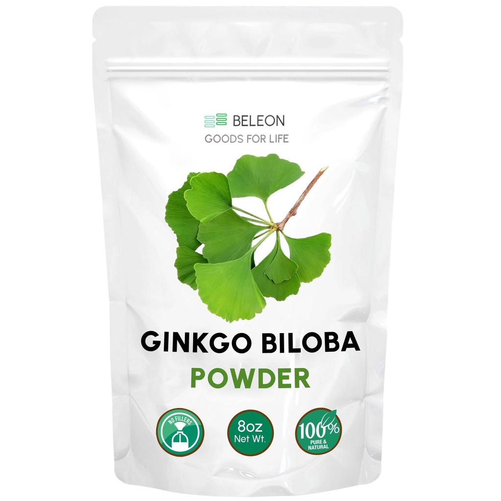 Ginkgo Biloba Powder 8 oz - Pure Natural Supplement, Brain Support, Mental Alerness, Filler Free