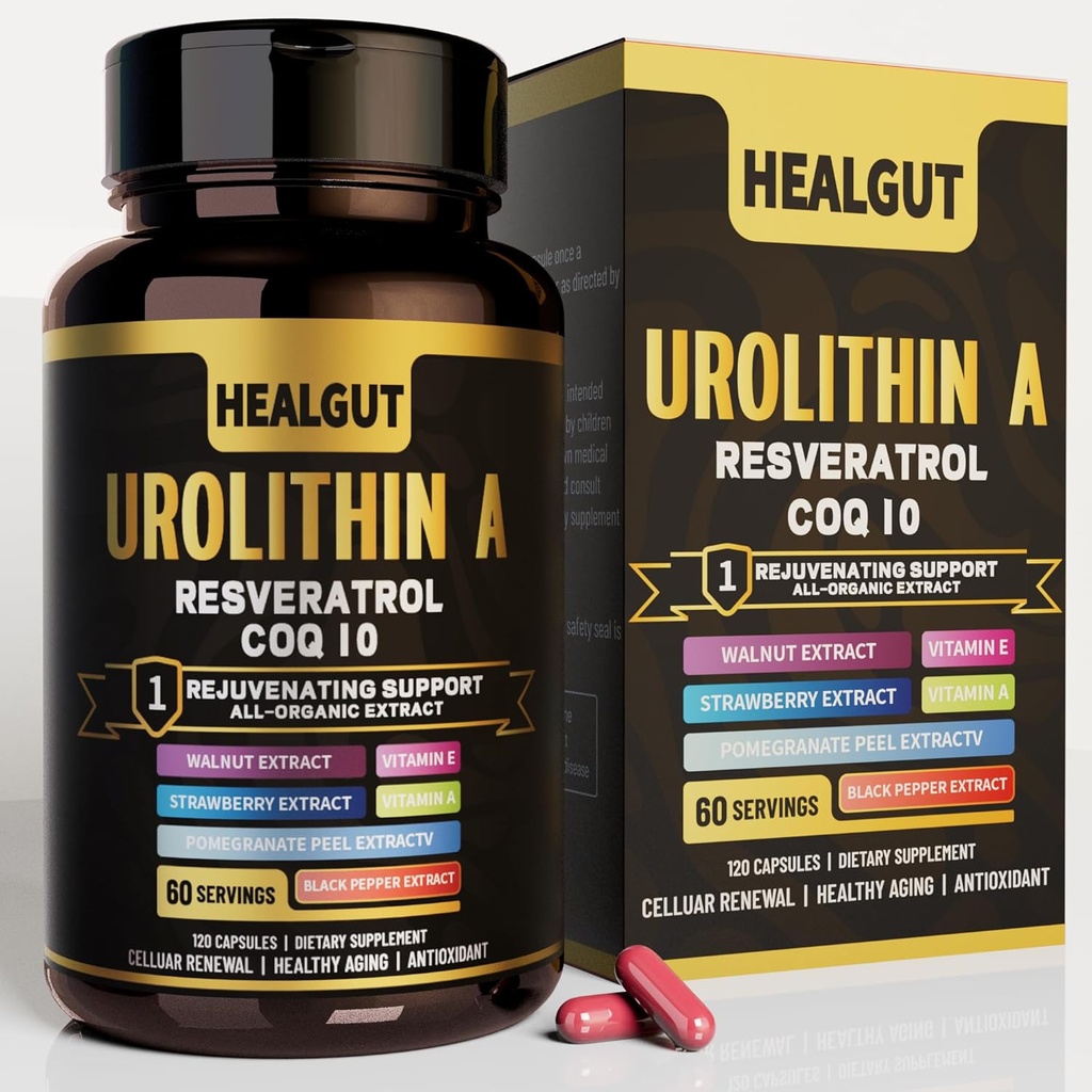 9- in-1 Urolithin A Supplement for Women Anti- Aging 1000mg: Antioxidant Capsules with Trans- Resveratrol and CoQ10 - USA Lab Verified Support Sund Aging and Cellular Fornyelse
