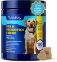 Probiotika til hunde - 6 Millioner CFU 'er, Hund Probiotika med Prebiotika & fordøjelsesenzymer til Gut, Immunum & Hud Sundhed - Tyrkiet & Græskar Flavor, 180 Soft Chews