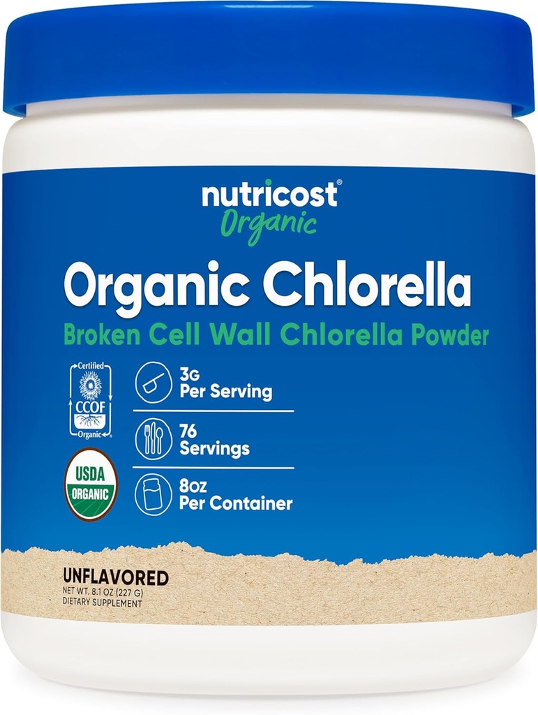 Nutricost Organic Chlorella Powder 8oz - 3000mg Per Serving - Non-GMO, Gluten Free