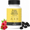 Super Greens Multivitamin Gummies til voksne og børn immunforsvar Gummies - 30 Superfoods Vegan Kosttilskud - Natural Raspberry Flavor (60 Greve)