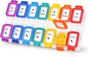 Fullicon Fugt Bevis Pill Organizer 2 gange om dagen, Stor Pill Box 7 dag, Spille Bevis Pill Case, Travel Pill Container, Medicin Pill Organizer med Secure Lids, Daily Pill Organizer (Rainbow Clear)