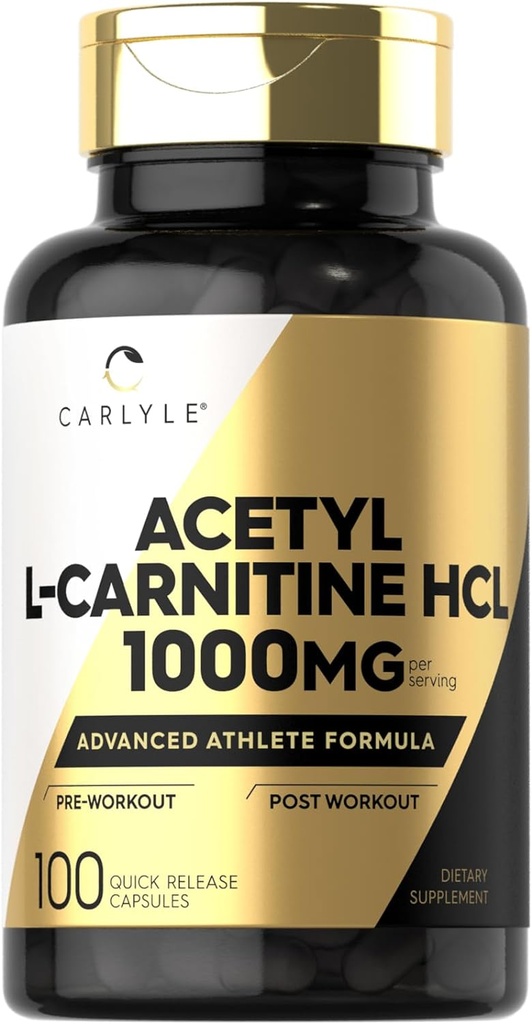 Carlyle Acetyl L- Carnitin HCL- 124; 1000mg - 124; 100 kapsler - 124; Advanced Atlete Formel - 124; Pre- Workout Supplement - 124; Non- GMO & Gluten Free