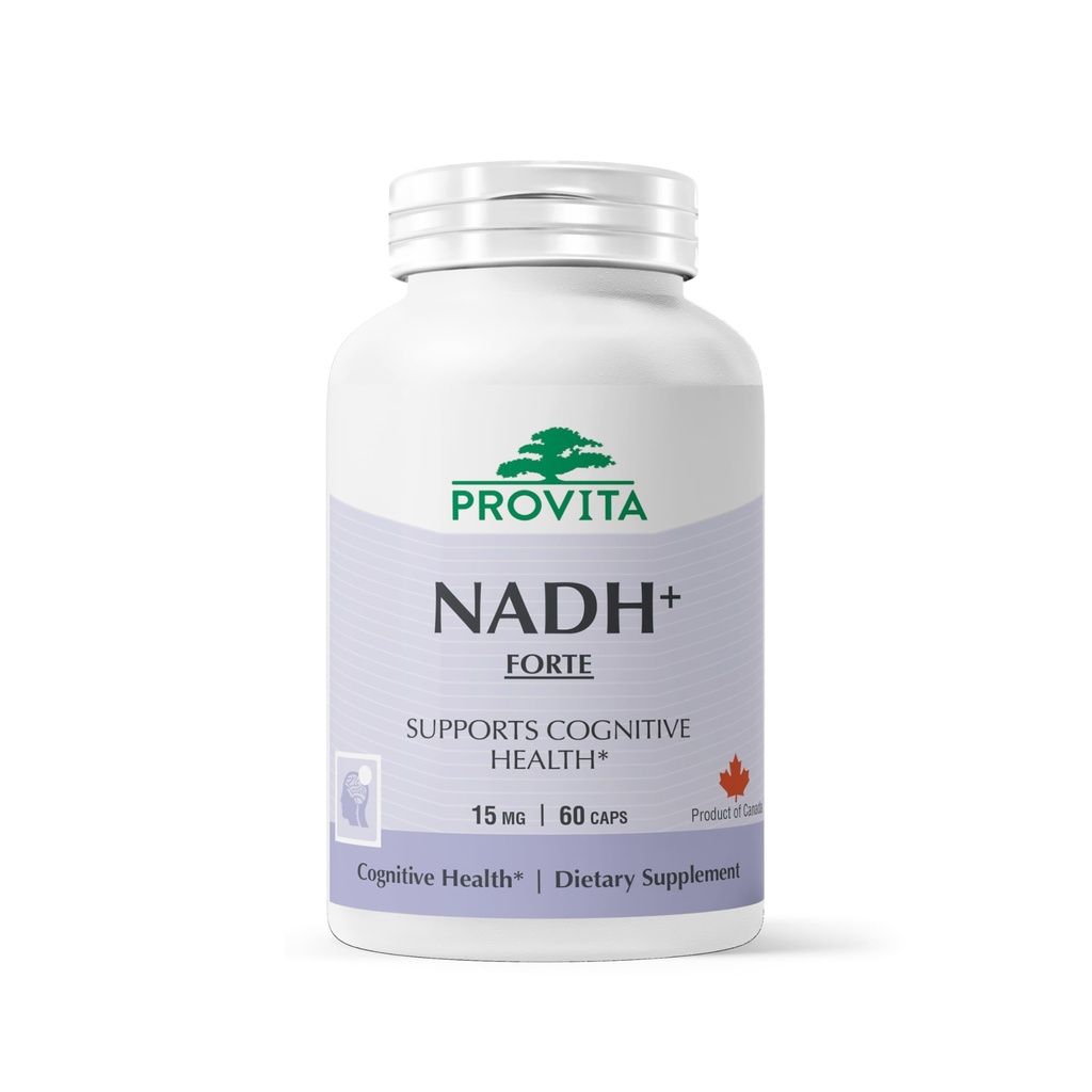PROVITA NADH + Forte Б124; Cognitive Support Supplement med NADH, Coenzym Q10 & Chlorophyll Б124; Energy Support, Focus, Mental Clarity & Brain Health