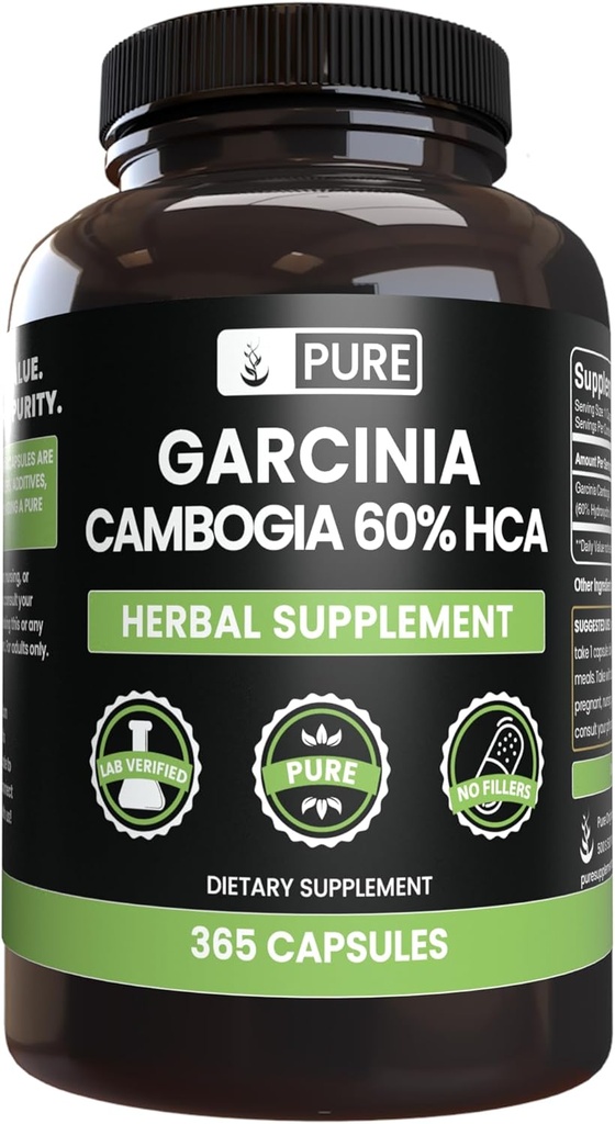 PURE ORIGINAL INGREDIENSER Garcinia Cambogia, Ingen Magnesium eller ris Fillers, Altid Pure, Lab Verified (365 Tæl)