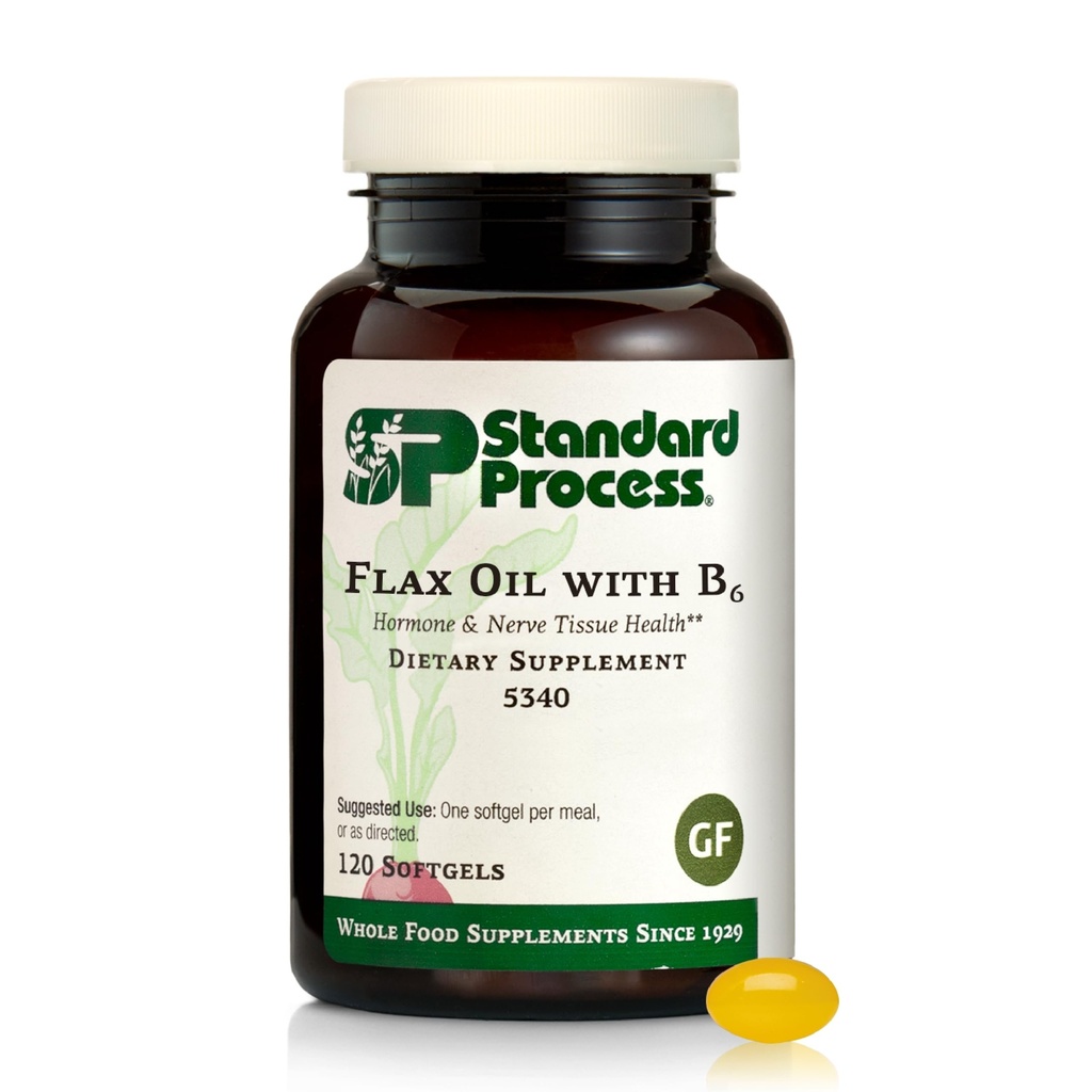 Standard Process Hør Olie med B6 - Supplement til Hormone & Nerve Tissue Support - Understøtter hjerne, hjerte og hud hud - Gluten- Gratis, Non- Dairy & Non- Soy - 120 Softgels (120 Servere)