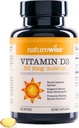 NatureWise Vitamin D3 2000iu (50 mcg) 200- Day Supply for immunforsvar, sund muskelfunktion, og Knoglesundhed - non-GMO, Gluten Free in Organic Extra Virgin Olivenolie, (Mini Softgel), 200 Greve