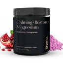 Kroma Calming + Gendan Magnesium Powder - Magnesium Citrate med L- Theanin til afslapning, søvn cyklus & fordøjelsesstøtte - Muscle Recovery Supplement - Pomegranate Flavor - 4.4 oz, 30 Serveringer