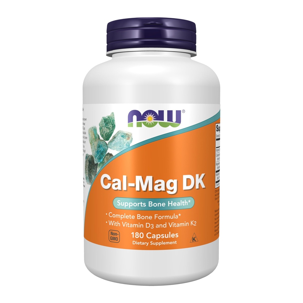 Now Foods Supplements, Cal- Mag DK med vitamin D-3 og vitamin K-2, understøtter ben sundhed *, 180 kapsler