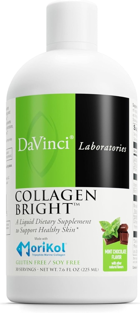 DAVINCI Laboratories - Collagen Bright - En flydende kost supplement til støtte sund hud - Gluten fri, Soja fri - Mint Chokolade - 30 Servere, 7.6 Fl Oz