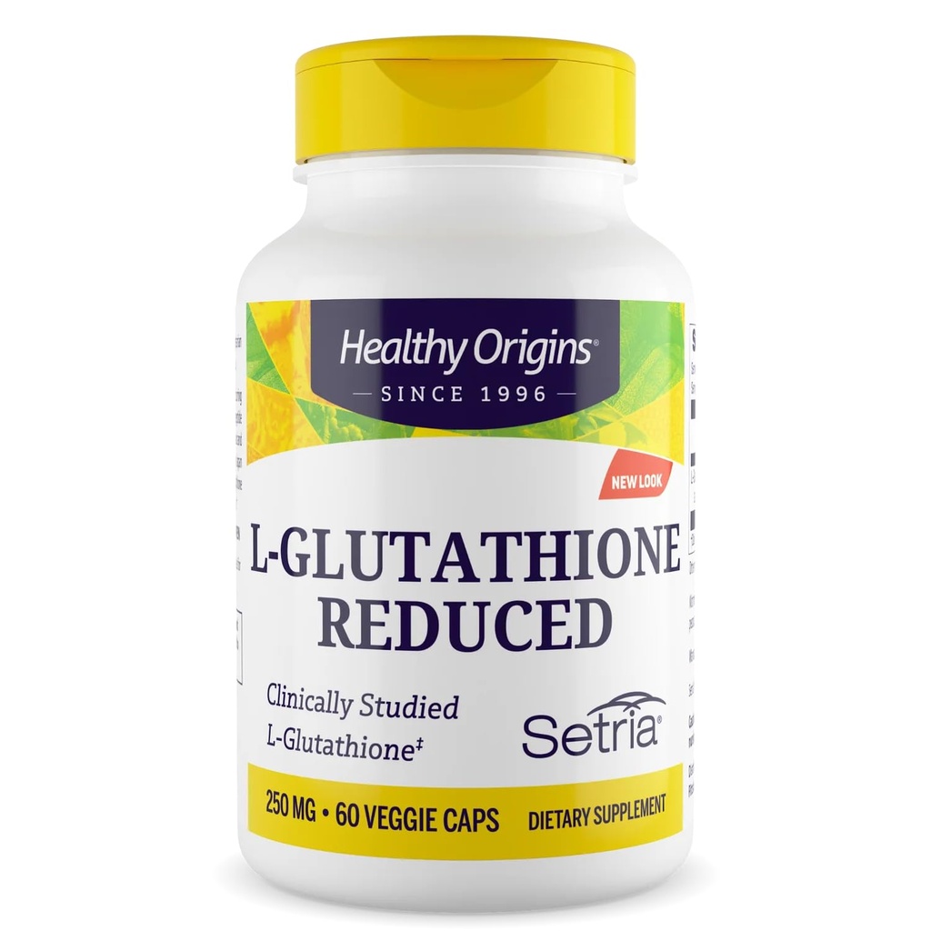 Sunde oprindelser L- Glutathion 250 mg (Setria, non- GMO, gluten fri, antioxidant, immunforsvar, hudstøtte), 60 Veggie Caps
