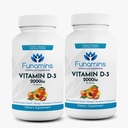 D3- vitamin Gummies, 2- Pack, 60 greve hver, 2000iu per servering, Understøtter immunsystem og knoglerum; for børn & voksne; Peach, Mango, Jordbærsmag