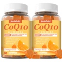 2 Pack CoQ10 500MG Gummies - Plus Omega-3, Magnesium, vitamin B3 & Zink - 3X bedre Absorption Coenzym Q10 Kosttilskud til hjerte sundhed, cellulær energi & antioxidant, non-GMO 120 Tællinger
