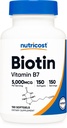 Nutricost Biotin (5.000mcg) 150 Softgels - Vitamin B7 - Gluten Free, Non- GMO