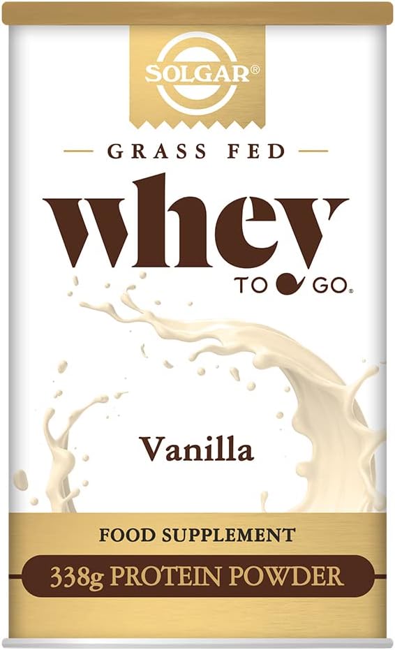Solgar Grass Fed Whey til Go Protein Powder Vanilla, 11.9 oz - 20g af Grass- Fed Protein fra New Zealand køer - Great Tasting & mixes Nemt - Understøtter Styrke & Inddrivelse - 13 portioner