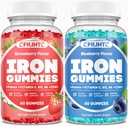2 Pack Iron Gummies for voksne & Kids Iron Supplement Jordbær Blåbær Flavor
