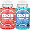 2 Pack Iron Gummies for voksne & Kids Iron Supplement Jordbær Blåbær Flavor