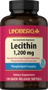 Lindberg Lecithin 1200mg Supplement 1 124; for mænd og kvinder 1 124; 120 Softgel kapsler 1 124; Phospholipid Complex 1 124; Non- GMO, Gluten Free