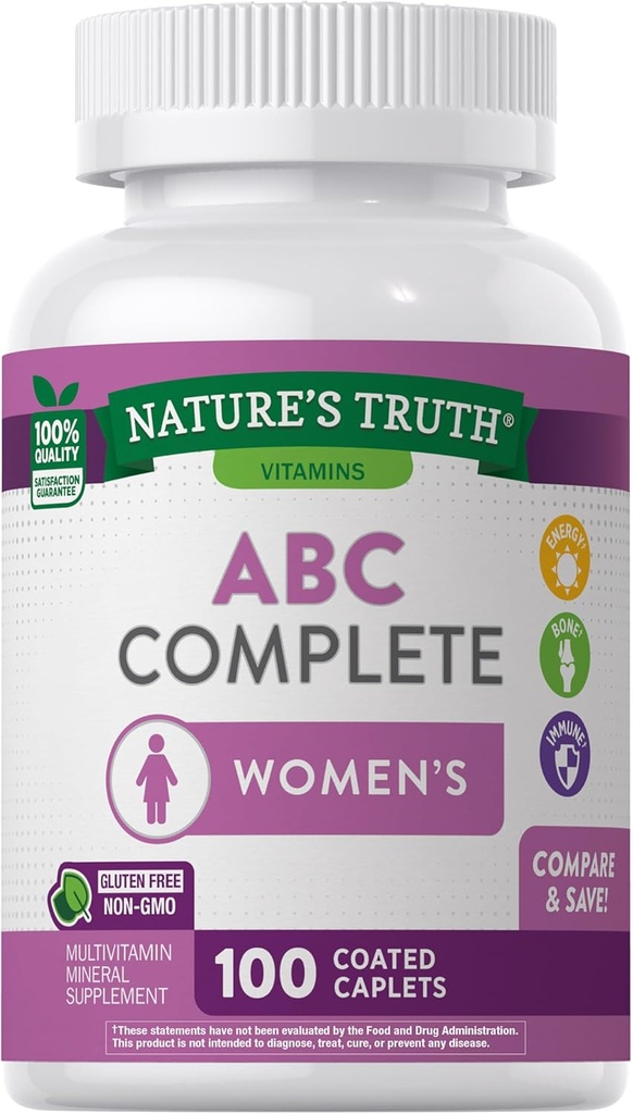 Nature 's Truth Multivitamin for kvinder med jern 124; 100 Pills • 124; Non- GMO & Gluten Free Supplement • 124; ABC Complete