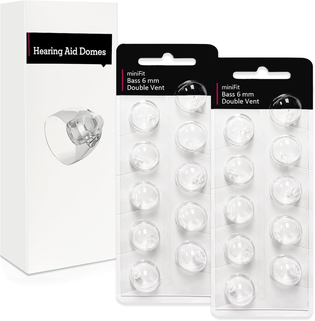 Double Vent 6mm- Hearing Aid Domes for Oticon Minifit, Oticon Hearing Aid Supplies, Erstatninger Dele Universal Oticon Domes for Hearing Aids Rengøring Kits (20 stk)