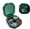 Travel Pill Organizer - Holdbar, Vandtæt Pill Case Rejsestørrelse med 4 afdelinger - Kompakt Pill Rejsetilfældet for Vitaminer, Kosttilskud, Medicin - Travel Pill Container for Purse (grøn)