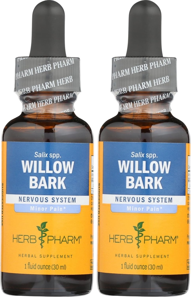 Herb Pharm Willow Bark Liquid Extract for Minor Pain - 1 Ounce (DWILL01) (Pack of 2)