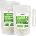 XPRS Nutra Vegan Størrelse 00 Separated Kapsler - 500 Greve Premium Clear Tomme Kapsler Separeret i poser - 00 Piller Tom for DIY Supplement Fyldning