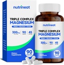 Triple Magnesium Complex (90 kapsler), 300 mg Magnesium Glycinat, Citrate & Malate for Muscles, Nerves, & Energy, High Absorption, Vegan, Non- GMO