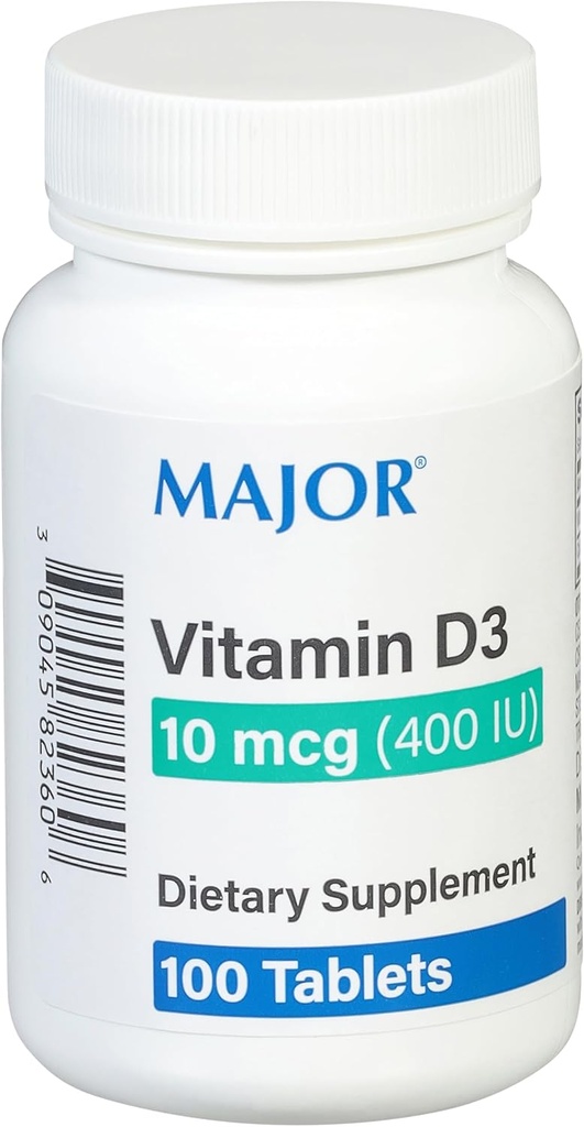 MAJOR D3 10mcg (400 IE) - Indeholder 25 mg calcium - Kosttilskud - 100 tabletter (1 pakning)
