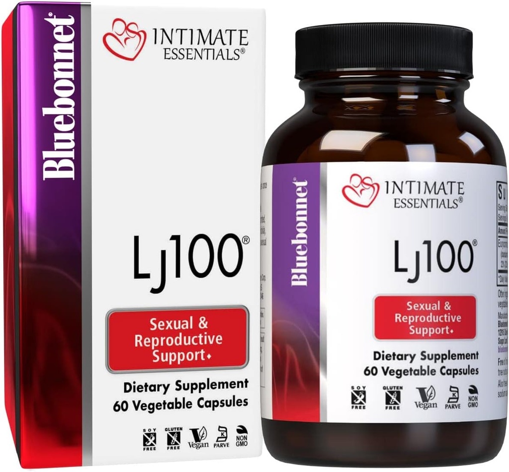 Bluebonnet Nutrition Intimate Essentials LJ100, Soy- Free, Gluten- Free, Non- GMO, Dairy- Free, Kosher Certified, Vegan, 60 Kapsler, 30 Servere