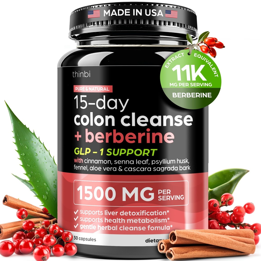 Avanceret Ketogen kolon rense med Berberine 1500mg - 15 dages Parasite Detox for mænd og kvinder - Ekstra styrke Formel med Senna Leaf for hurtig Forstoppelse Relief, Gut Sundhed & Bloating Reduktion